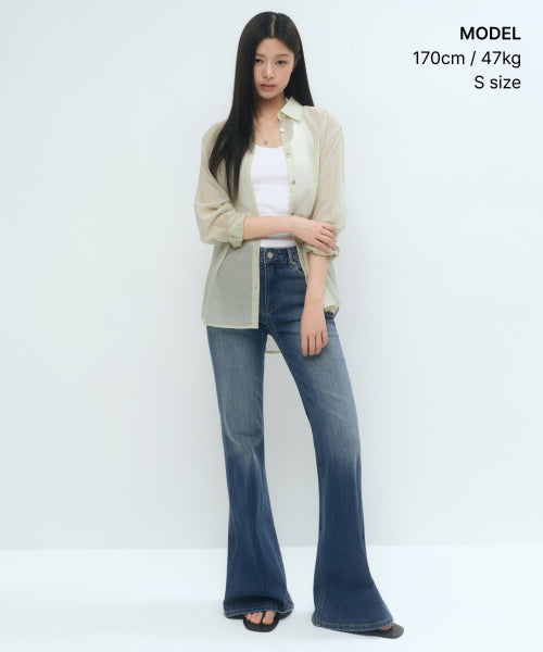 WOMENS RELAXED SHEER SHIRT #韓韶禧同款! - 4 COLORS GREEN