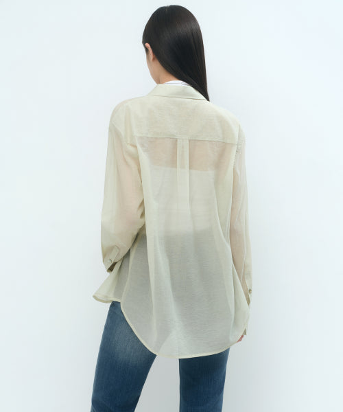 WOMENS RELAXED SHEER SHIRT #韓韶禧同款! - 4 COLORS GREEN