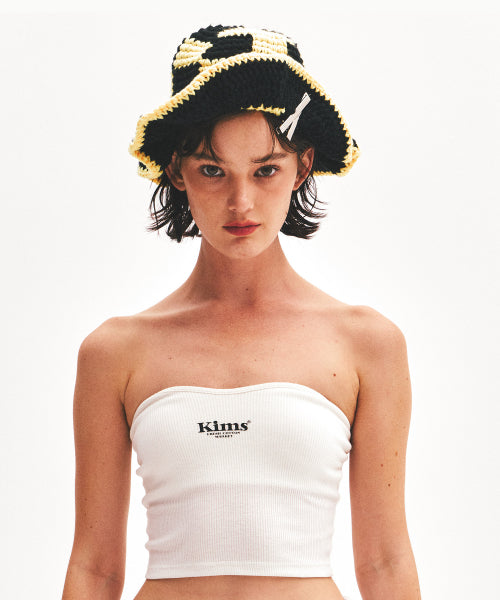 CHECKER KNIT BUCKET HAT BLACK - 3 COLORS YELLOW
