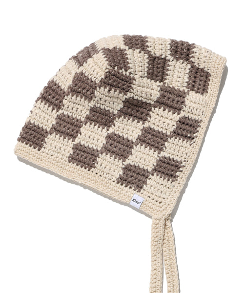 CHECKER KNIT BALACLAVA RED - 2 COLORS BROWN
