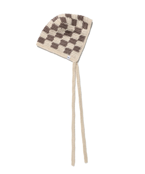 CHECKER KNIT BALACLAVA RED - 2 COLORS BROWN