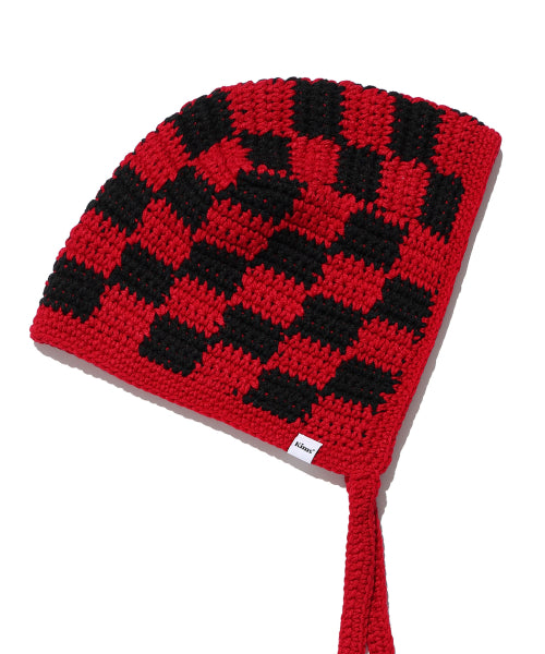 CHECKER KNIT BALACLAVA RED - 2 COLORS BLACK