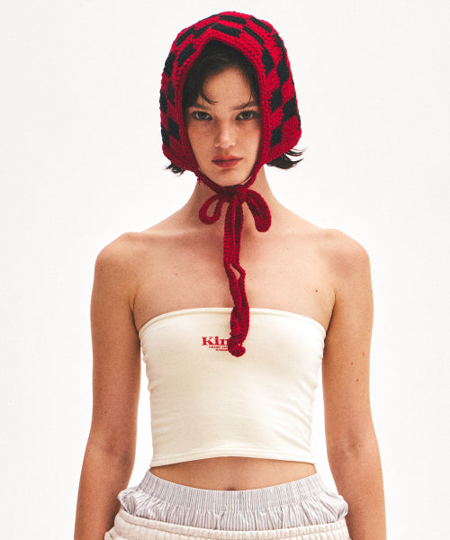 CHECKER KNIT BALACLAVA RED - 2 COLORS BLACK