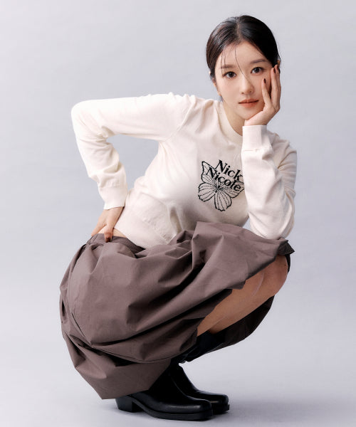 BUTTERFLY VOLUME BALLOON SKIRT #徐睿知同款! - 2 COLORS CHARCOAL