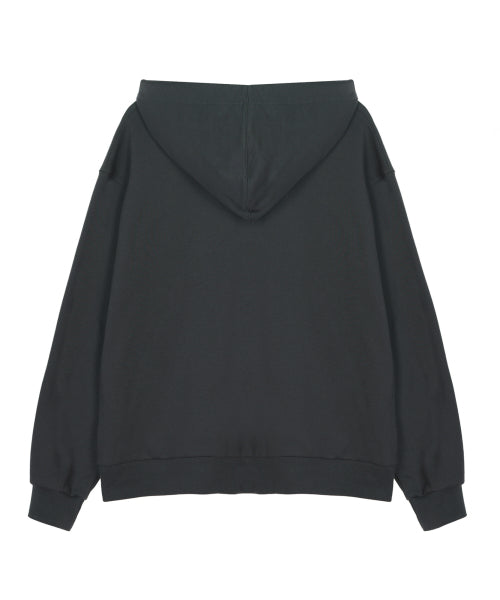 NICOLE PATCH WARM HOOD ZIP UP #徐睿知同款! - 2 COLORS CHARCOAL
