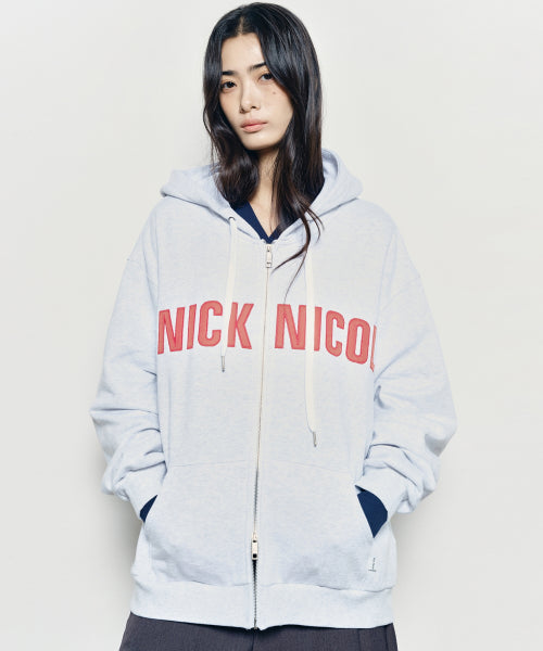 NICOLE PATCH WARM HOOD ZIP UP #徐睿知同款! - 2 COLORS CHARCOAL