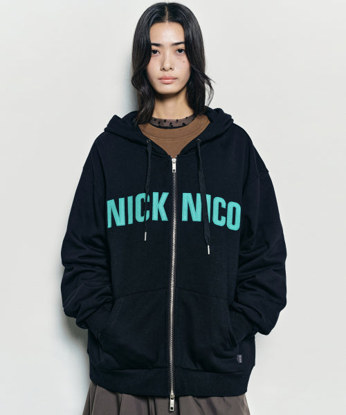 NICOLE PATCH WARM HOOD ZIP UP #徐睿知同款! - 2 COLORS CHARCOAL