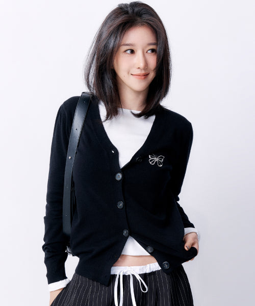 MINIMAL V NECK BUTTERFLY CARDIGAN #徐睿知同款! - 5 COLORS AS SHOWN