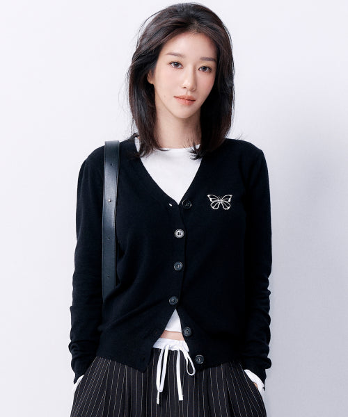 MINIMAL V NECK BUTTERFLY CARDIGAN #徐睿知同款! - 5 COLORS AS SHOWN