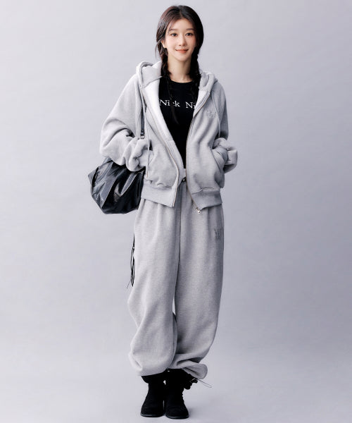 BUTTERFLY WARM COTTON SWEAT PANTS #徐睿知同款! - 2 COLORS GREY