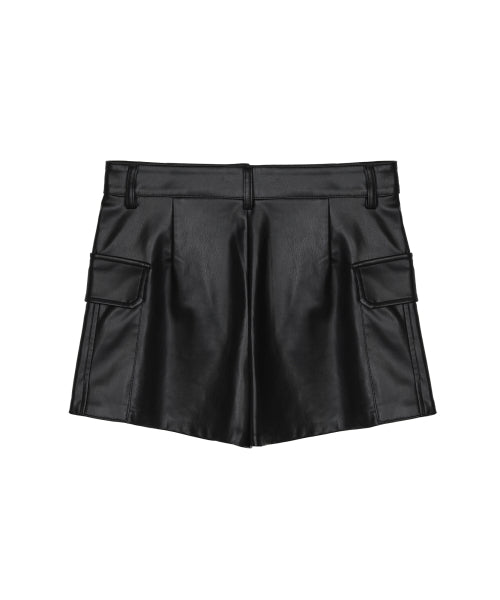 SOFT LEATHER WAIST MINI SKORT #徐睿知同款! BLACK