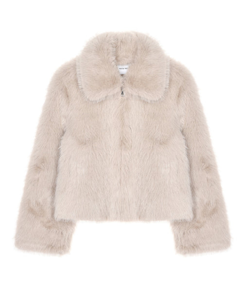 FAUX FUR ZIP UP JACKET #徐睿知同款! BEIGE