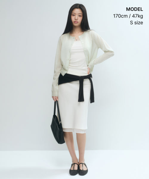 WOMENS SHEER ROUND NECK CARDIGAN #韓韶禧同款! - 7 COLORS MINT