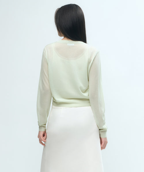WOMENS SHEER ROUND NECK CARDIGAN #韓韶禧同款! - 7 COLORS MINT