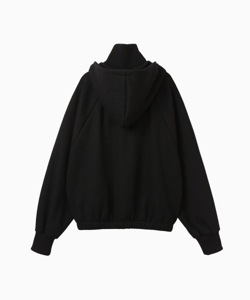 WAFFLE MINK DAILY HOODED ZIP UP - 4 COLORS BLACK