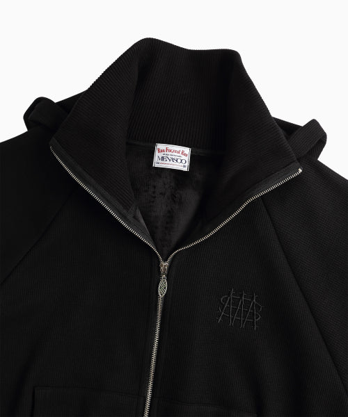 WAFFLE MINK DAILY HOODED ZIP UP - 4 COLORS BLACK