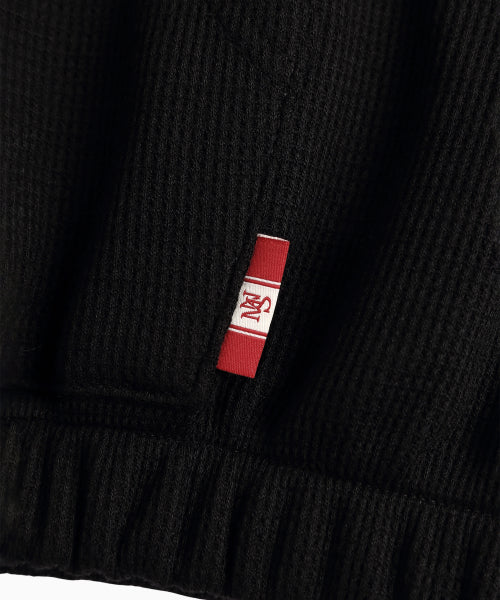 WAFFLE MINK DAILY HOODED ZIP UP - 4 COLORS BLACK