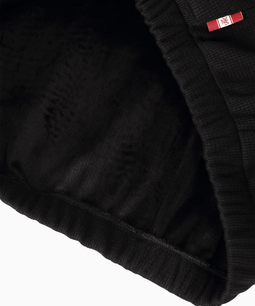 WAFFLE MINK DAILY HOODED ZIP UP - 4 COLORS BLACK