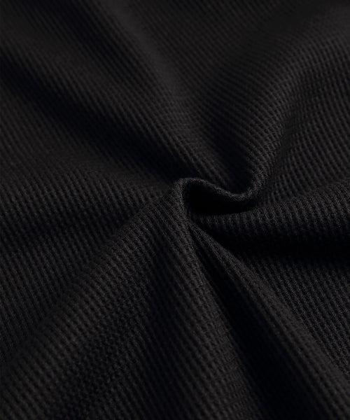 WAFFLE MINK DAILY HOODED ZIP UP - 4 COLORS BLACK