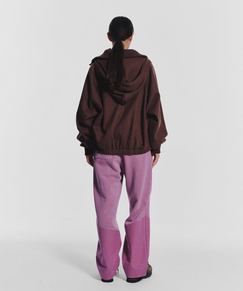 WAFFLE MINK DAILY HOODED ZIP UP - 4 COLORS BROWN