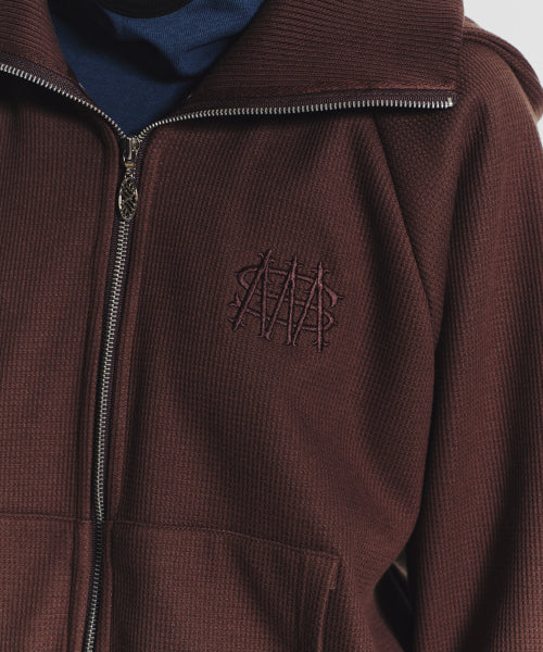 WAFFLE MINK DAILY HOODED ZIP UP - 4 COLORS BROWN