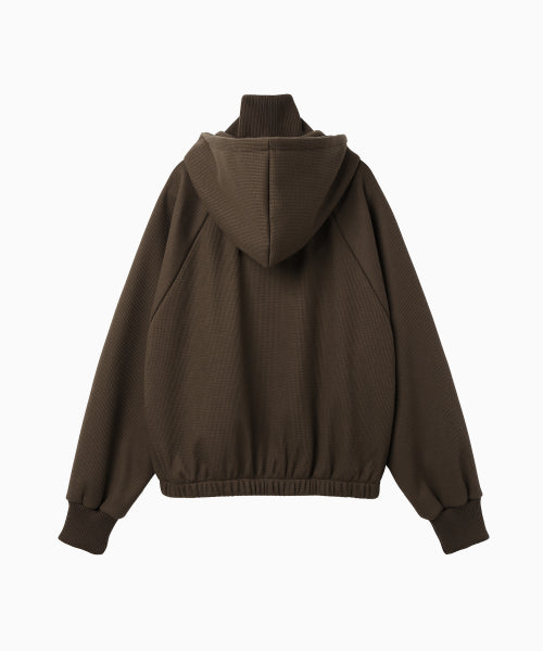WAFFLE MINK DAILY HOODED ZIP UP - 4 COLORS BROWN