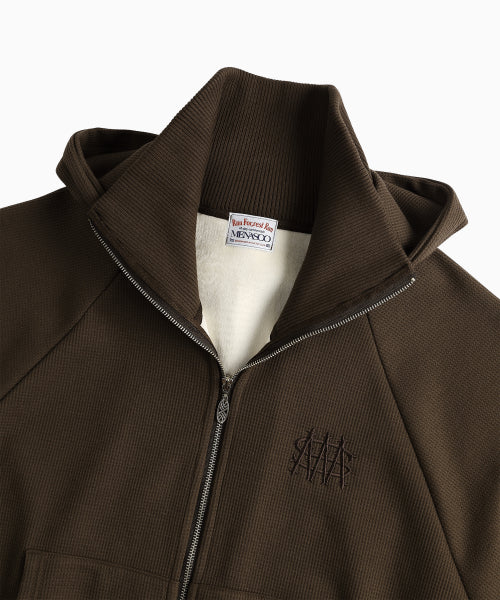 WAFFLE MINK DAILY HOODED ZIP UP - 4 COLORS BROWN