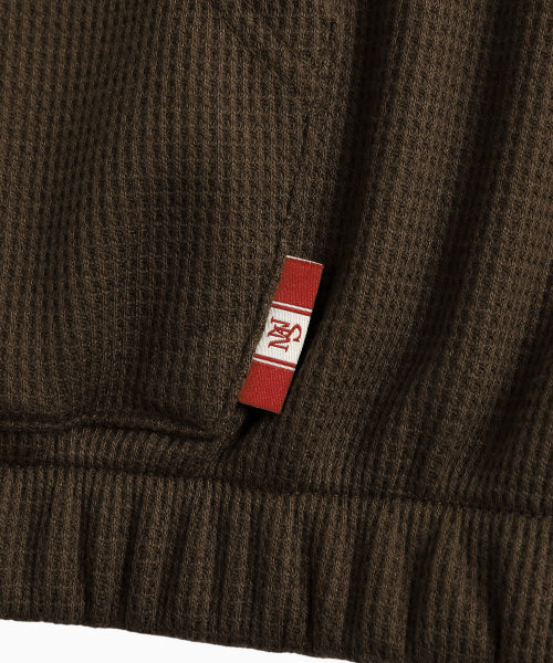 WAFFLE MINK DAILY HOODED ZIP UP - 4 COLORS BROWN