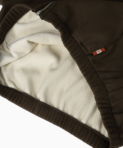 WAFFLE MINK DAILY HOODED ZIP UP - 4 COLORS BROWN