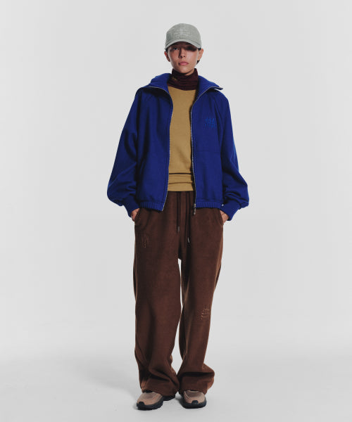 WAFFLE MINK DAILY HOODED ZIP UP - 4 COLORS BLUE