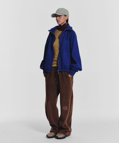 WAFFLE MINK DAILY HOODED ZIP UP - 4 COLORS BLUE