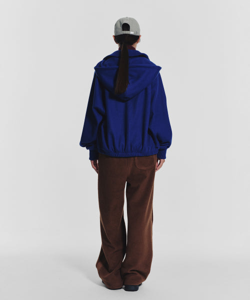 WAFFLE MINK DAILY HOODED ZIP UP - 4 COLORS BLUE