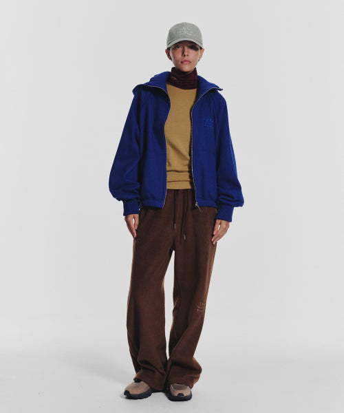 WAFFLE MINK DAILY HOODED ZIP UP - 4 COLORS BLUE