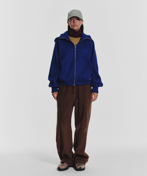WAFFLE MINK DAILY HOODED ZIP UP - 4 COLORS BLUE