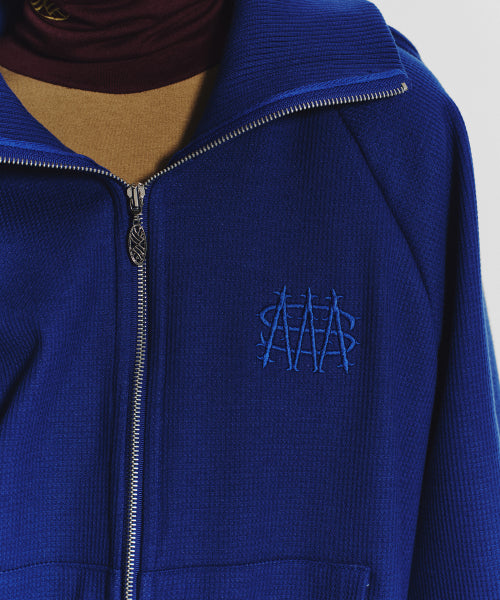 WAFFLE MINK DAILY HOODED ZIP UP - 4 COLORS BLUE