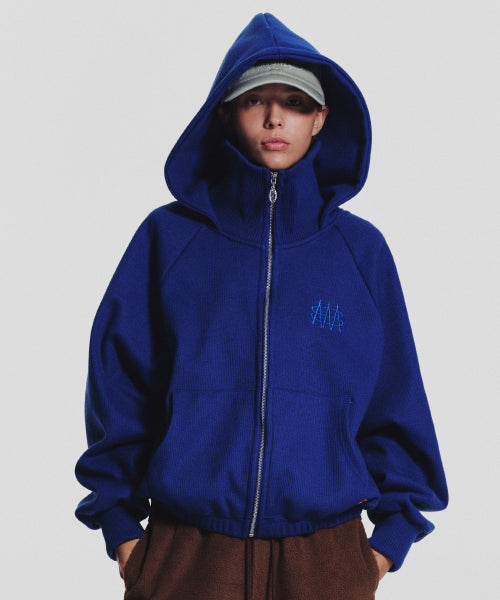 WAFFLE MINK DAILY HOODED ZIP UP - 4 COLORS BLUE