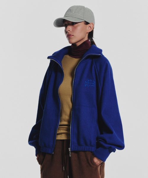 WAFFLE MINK DAILY HOODED ZIP UP - 4 COLORS BLUE