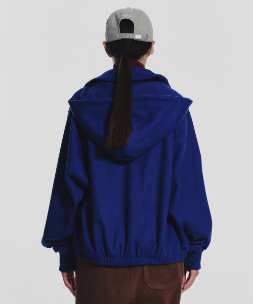 WAFFLE MINK DAILY HOODED ZIP UP - 4 COLORS BLUE