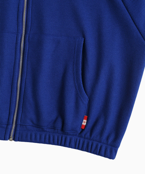 WAFFLE MINK DAILY HOODED ZIP UP - 4 COLORS BLUE