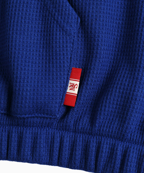 WAFFLE MINK DAILY HOODED ZIP UP - 4 COLORS BLUE