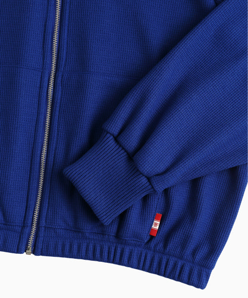 WAFFLE MINK DAILY HOODED ZIP UP - 4 COLORS BLUE