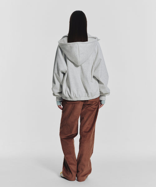 WAFFLE MINK DAILY HOODED ZIP UP - 4 COLORS OATMEAL