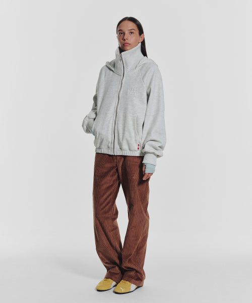 WAFFLE MINK DAILY HOODED ZIP UP - 4 COLORS OATMEAL
