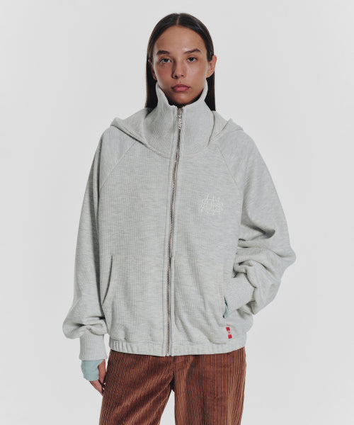 WAFFLE MINK DAILY HOODED ZIP UP - 4 COLORS OATMEAL