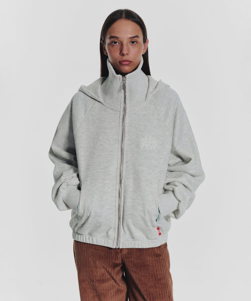 WAFFLE MINK DAILY HOODED ZIP UP - 4 COLORS OATMEAL