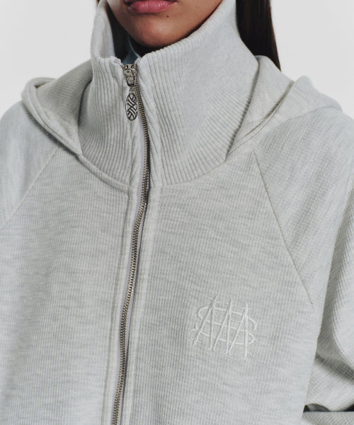 WAFFLE MINK DAILY HOODED ZIP UP - 4 COLORS OATMEAL