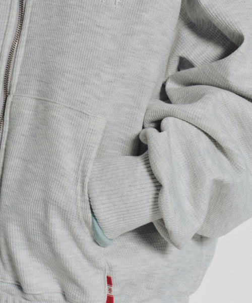 WAFFLE MINK DAILY HOODED ZIP UP - 4 COLORS OATMEAL