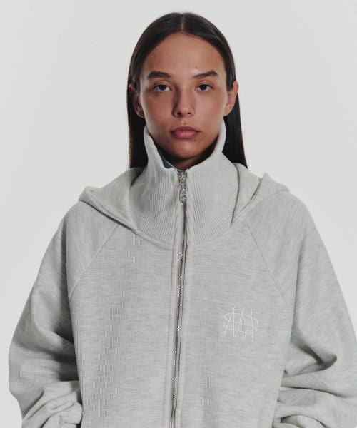 WAFFLE MINK DAILY HOODED ZIP UP - 4 COLORS OATMEAL