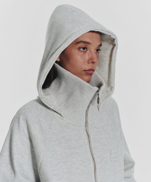 WAFFLE MINK DAILY HOODED ZIP UP - 4 COLORS OATMEAL