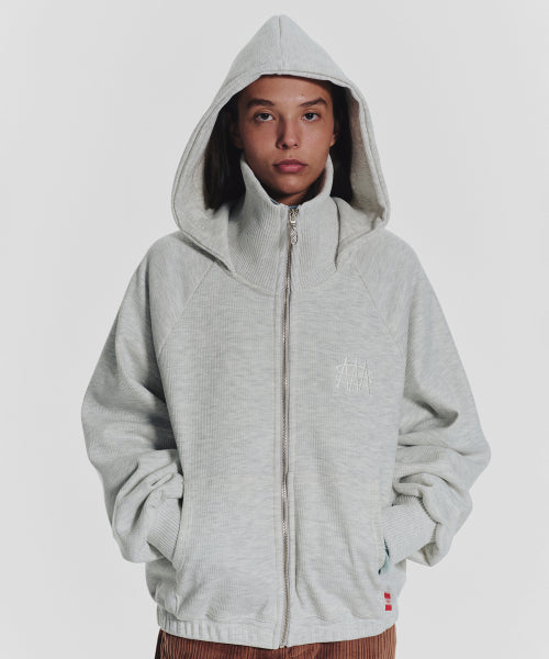 WAFFLE MINK DAILY HOODED ZIP UP - 4 COLORS OATMEAL